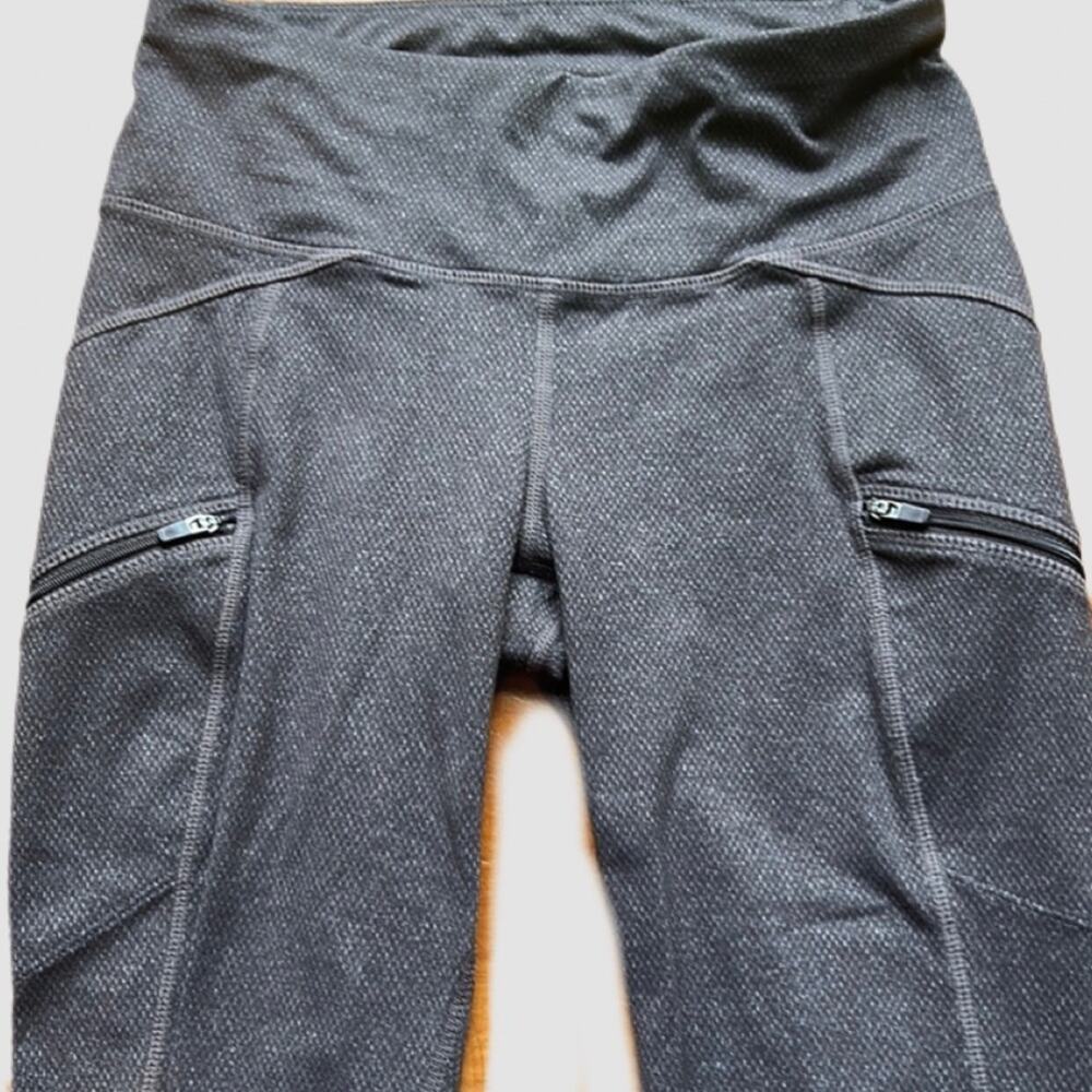 Athleta Leggings Women's Size Small Brown Textured Cozy Drifter Zip Pockets